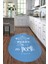 Dijital Baskılı Kaymaz Yıkanabilir Home Yazılı Oval Mutfak Halısı, N-O-Mutfak-15-Mavi, 3