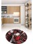3D Dijital Baskılı Kaymaz Yıkanabilir Renkli Modern Yuvarlak Mutfak Halısı, N-Y-Mutfak-19-Kırmızı, 4