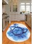 Dijital Baskılı Kaymaz Yıkanabilir Renkli Modern Oval Mutfak Halısı, N-O-Mutfak-23-Mavi, 3