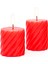 Kırmızı 2li Spiral Blok Mum Seti 1