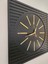 Line Efektli Siyah - Gold 40X40 Kare Tasarım Ahşap Duvar Saati 2