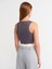 20820 Dikiş Efektli Crop Top-Füme 2