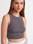 20820 Dikiş Efektli Crop Top-Füme 3