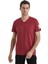 V Yaka Baskılı Bordo Erkek T-Shirt 40450 2