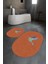 Dijital Baskılı Kaymaz Yıkanabilir Kuş Desen Oval Banyo Takımı Klozet Takımı, N-O-Klozet-36-Turuncu, 4