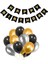 Siyah Karton Üzeri Gold Altın Sarısı Yaldızlı Happy Birthday Yazılı Doğum Günü Partisi Yazı Banner Süs Ve 20 Adet (Gold,Gümüş Ve Siyah) balon Süsleme 1
