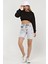 Lazer Kesim Mini Jean Kadın Şort 2430-880 Gri 1