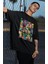 Oversize Mix Anime Characters Baskılı T-Shirt, Unisex Anime Baskılı Tişört 2