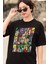 Oversize Mix Anime Characters Baskılı T-Shirt, Unisex Anime Baskılı Tişört 3
