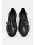Neva Siyah Deri Gümüş Tokalı Kadın Loafer 2