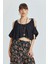 Omuzları Bağcıklı Düz Crop Top Siyah 1