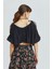 Omuzları Bağcıklı Düz Crop Top Siyah 4