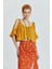 Omuzları Bağcıklı Düz Crop Top Sarı 1