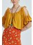 Omuzları Bağcıklı Düz Crop Top Sarı 5