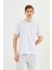 Erkek Bisiklet Yaka T-Shirt %100 Pamuk Nakış Detaylı Basic Beyaz Tişört 3