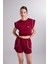 Crop Kesim Kontrast Dikişli rhode tshirt Bordo 2