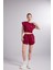 Crop Kesim Kontrast Dikişli rhode tshirt Bordo 4