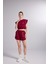Crop Kesim Kontrast Dikişli rhode tshirt Bordo 5