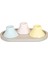 Macaron Beton 3 Şamdanlı 1 Büyük Oval Tabak Tepsili Sunum Seti 3