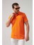 Regular Fit Turuncu Pike Dokulu %100 Pamuk Kıvrılmaz Polo Yaka Nakışlı T-shirt 4HC14ORT51000 1