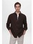 Comfort Fit Kahverengi Düz %100 Keten Gömlek Ceket 2HC04S2194850 3