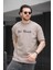 Trc 2758 Yaka Baskılı Pamuklu Bisiklet Yaka Oversize Erkek Tshirt 3