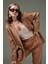Camel Blazer Ceket-Pantolon Dokuma Alt-Üst Takım 2