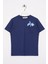 Bisiklet Yaka Kısa Kol Balına Baskılı Indigo Renk Erkek Çocuk Tshirt 1