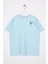 Bisiklet Yaka Kısa Kol Balına Baskılı Acik Mavi Renk Erkek Çocuk Tshirt 1