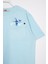 Bisiklet Yaka Kısa Kol Balına Baskılı Acik Mavi Renk Erkek Çocuk Tshirt 2