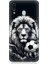 Samsung Galaxy A20 Uyumlu Siyah Beyaz Aslan ve Futbol Topu Desenli Silikon Kılıf 1