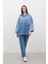Dikiş Detaylı Straıght Denim Pantolon Mavi 2