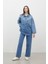 Dikiş Detaylı Straıght Denim Pantolon Mavi 3