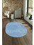 Dijital Baskılı Kaymaz Taban Yıkanabilir Sade Oval Yolluk Mutfak Salon Halısı, N-O-Sade-34-Mavi, 1