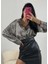 Leopar Desen Saten Oversize Gömlek 25218 4