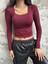 Bordo Kare Yaka Uzun Kollu Slimfit Basic Body 27053 4