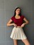 Bordo Kare Yaka Kısa Kollu Slimfit Basic Body 27174 2