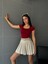 Bordo Kare Yaka Kısa Kollu Slimfit Basic Body 27174 3