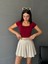 Bordo Kare Yaka Kısa Kollu Slimfit Basic Body 27174 4
