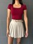 Bordo Kare Yaka Kısa Kollu Slimfit Basic Body 27174 5
