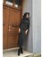 Siyah Balıkçı Yaka Fitted/vücuda Oturan Uzun Kollu Uzun Elbise 26283 5