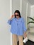Mavi Beyaz Çizgili Oversize Cepli Gömlek 27135 4