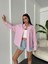 Pembe Beyaz Çizgili Oversize Cepli Gömlek 27135 1
