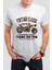 Vintage Motor Baskılı Beyaz Unisex Tişört C317 1