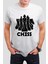 Santranç Chess Baskılı Beyaz Unisex Tişört C341 1