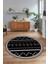Dijital Baskılı Kaymaz Yıkanabilir Iskandinav Yuvarlak Salon Halısı, N-Y-Iskandinav-27-Siyah, 2