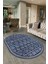 Dijital Baskılı Kaymaz Taban Yıkanabilir Iskandinav Oval Salon Halısı, N-O-Iskandinav-23-Mavi, 1