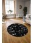 Dijital Baskılı Kaymaz Yıkanabilir Iskandinav Yuvarlak Salon Halısı, N-Y-Iskandinav-24-Siyah, 5