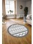 Dijital Baskılı Kaymaz Yıkanabilir Iskandinav Yuvarlak Salon Halısı, N-Y-Iskandinav-27-Gri, 5