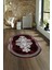 Dijital Baskılı Kaymaz Taban Yıkanabilir Mermer Oval Yolluk Salon Halısı, N-O-Mermer-09-Bordo, 1